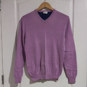 Classic Purple V-Neck Sweater with Smooth Knit